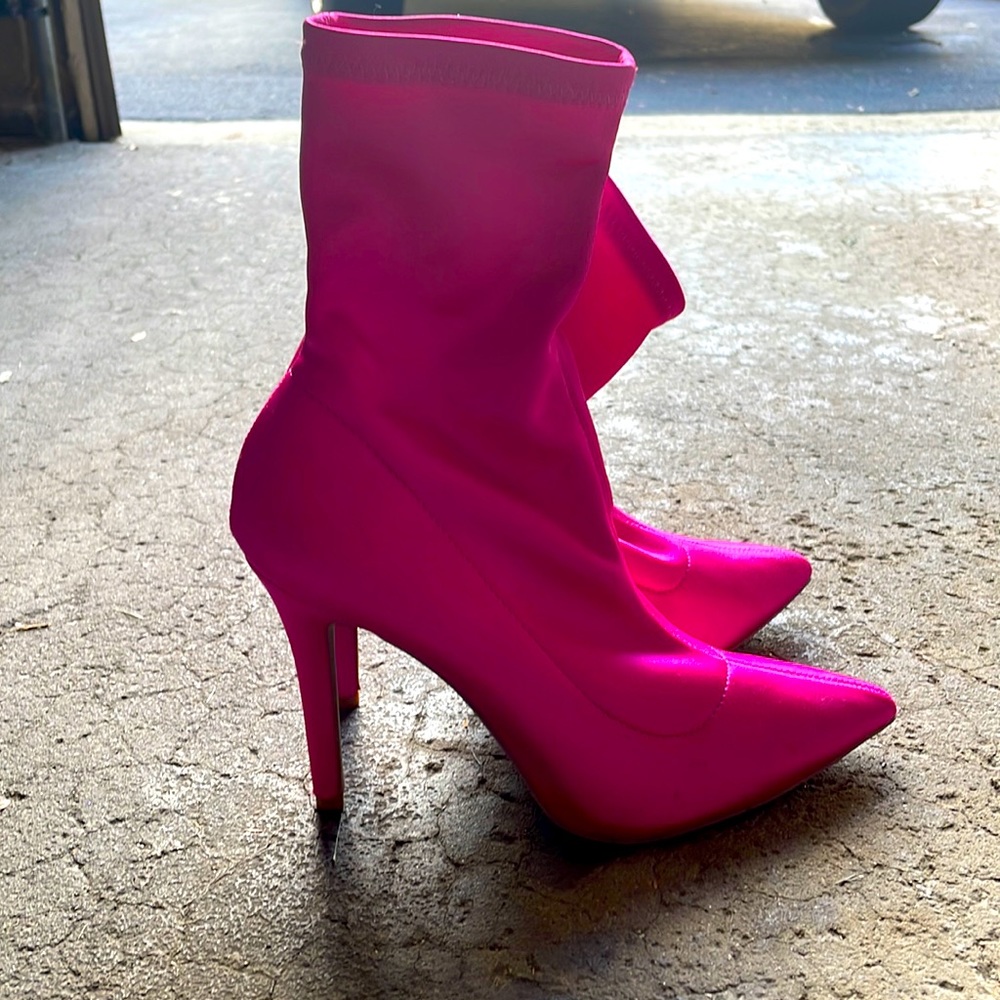 Hot pink sock booties